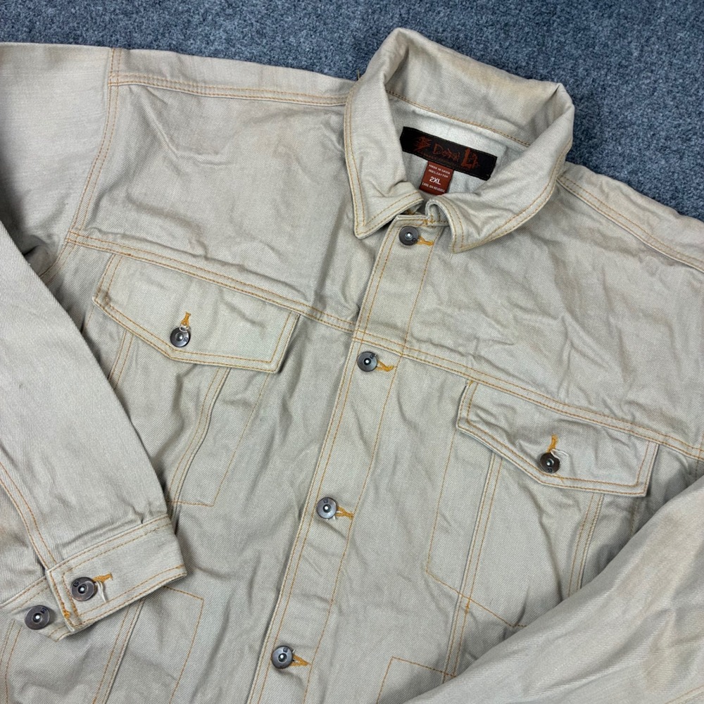 Godbody Denim Technology Mens Size 2XL XXL Tan Cotton Trucker Jacket Workwear